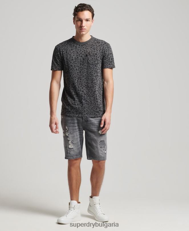 Superdry облекло N00H4876 тъмно сив мъже ретро тениска с джоб