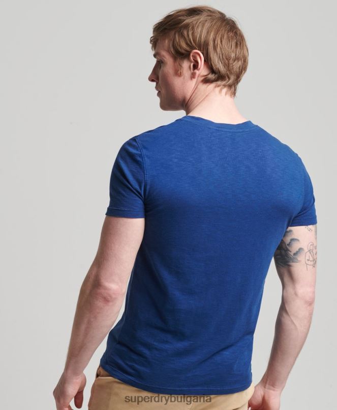 Superdry облекло N00H4877 син мъже тениска с джоб с v-образно деколте и органичен памук