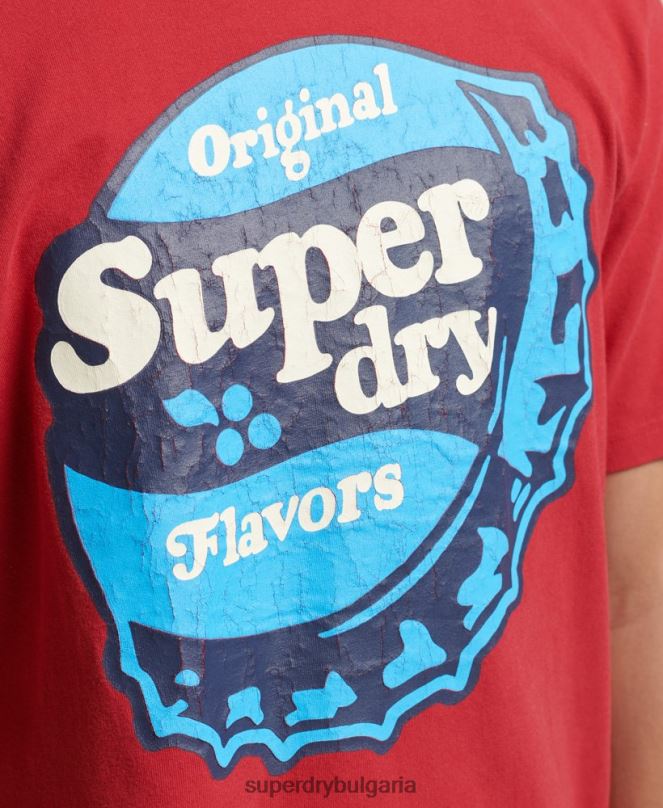 Superdry облекло N00H4878 червен мъже ретро графична тениска от 70-те на Cooper