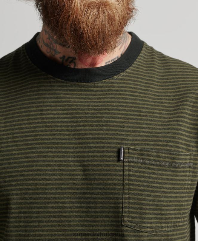 Superdry облекло N00H4882 зелено мъже органична памучна тениска с джобове