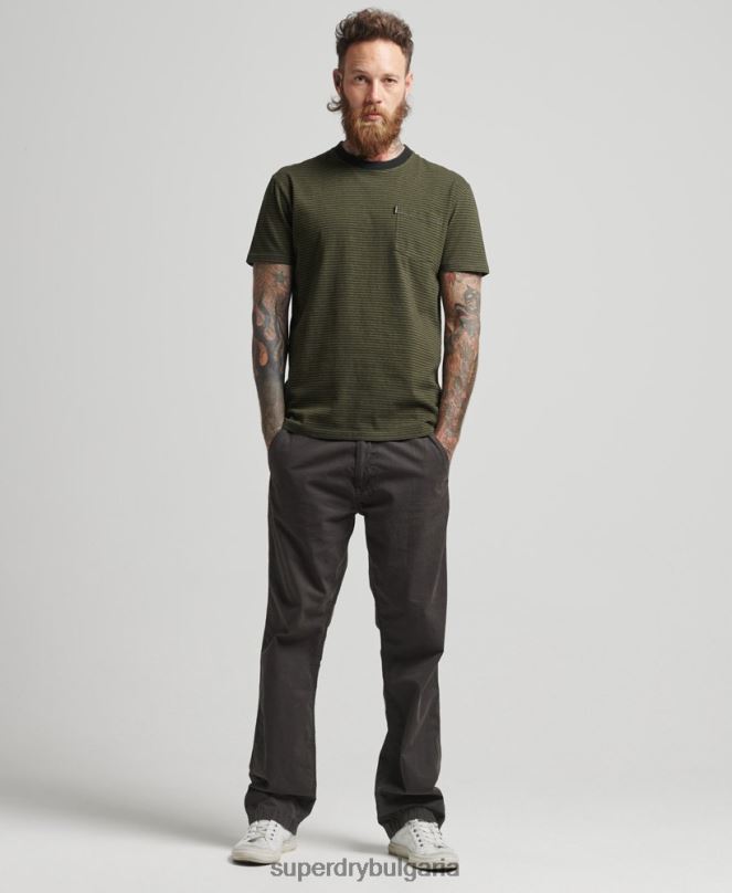 Superdry облекло N00H4882 зелено мъже органична памучна тениска с джобове