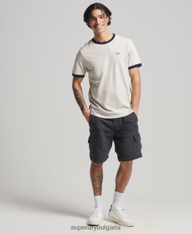 Superdry облекло N00H4883 сметана мъже органичен памук етерично лого ringer тениска