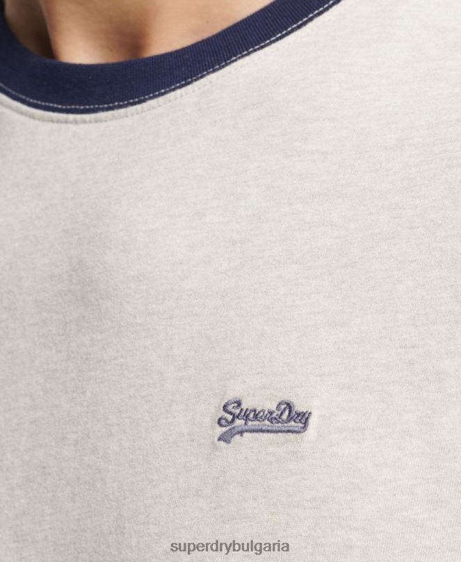 Superdry облекло N00H4883 сметана мъже органичен памук етерично лого ringer тениска