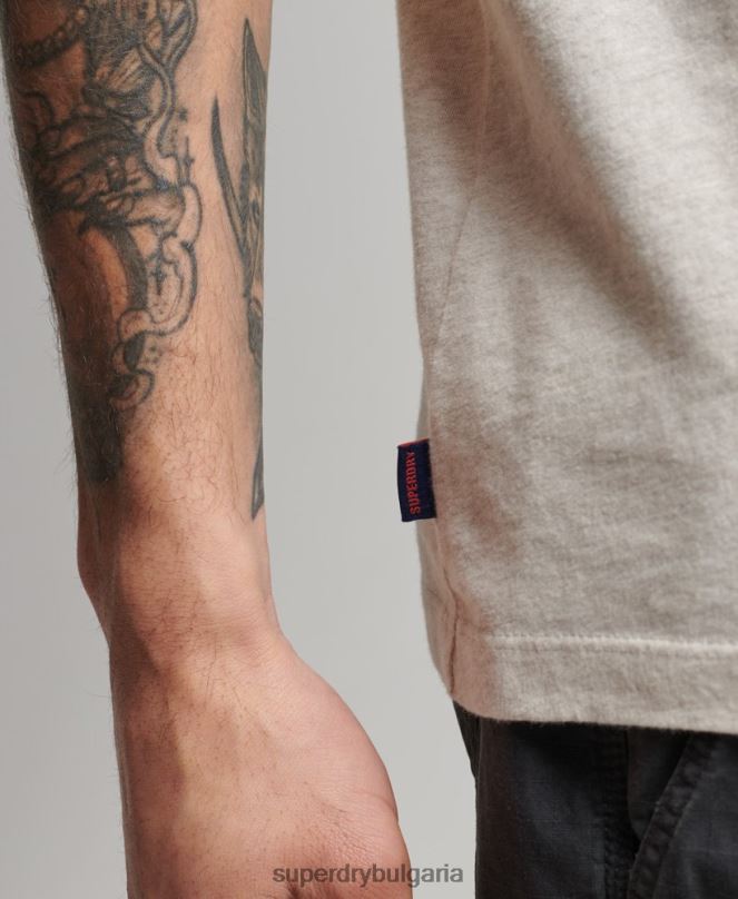 Superdry облекло N00H4883 сметана мъже органичен памук етерично лого ringer тениска
