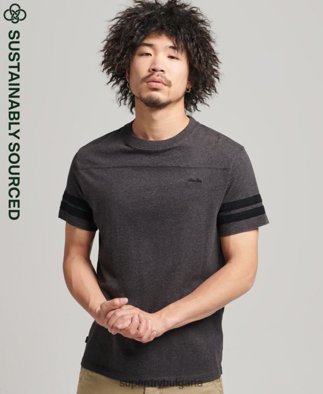 Superdry облекло N00H4887 тъмно сив мъже тениска с основно лого от органичен памук куотърбек