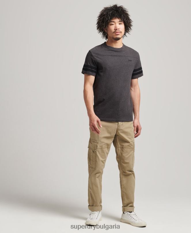 Superdry облекло N00H4887 тъмно сив мъже тениска с основно лого от органичен памук куотърбек