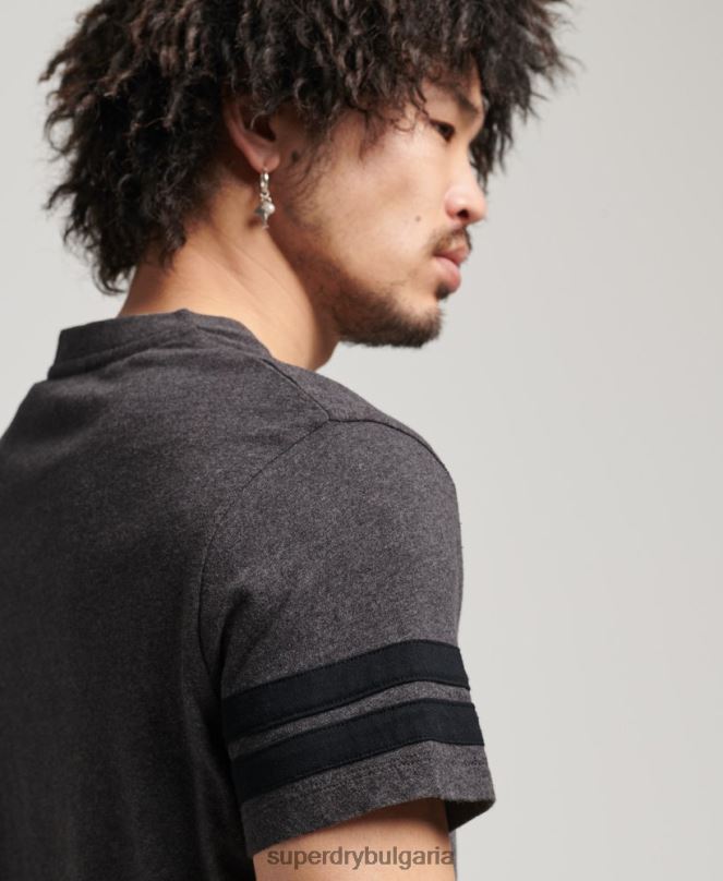 Superdry облекло N00H4887 тъмно сив мъже тениска с основно лого от органичен памук куотърбек