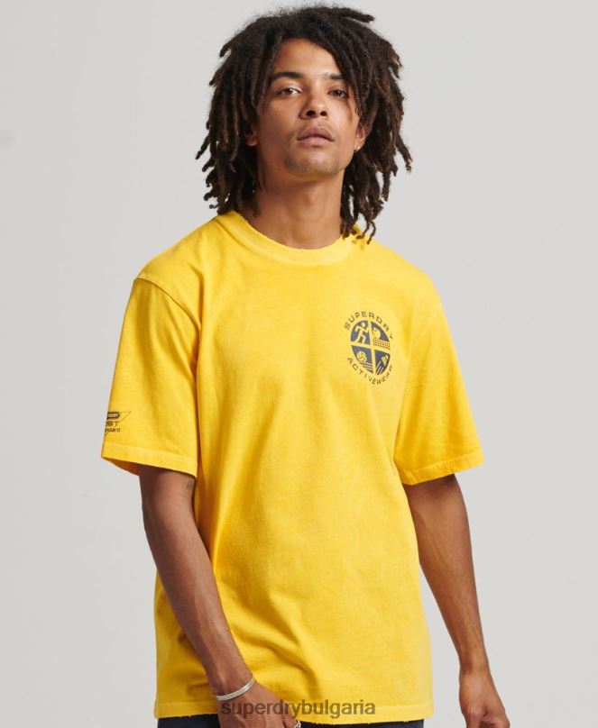 Superdry облекло N00H4888 жълто мъже ретро спортна клубна тениска