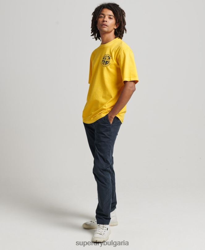 Superdry облекло N00H4888 жълто мъже ретро спортна клубна тениска