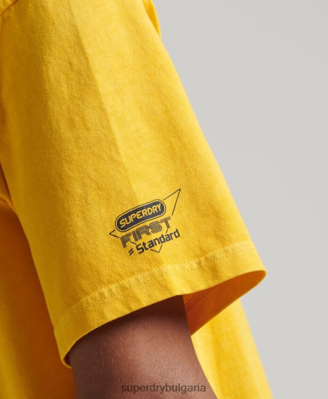 Superdry облекло N00H4888 жълто мъже ретро спортна клубна тениска