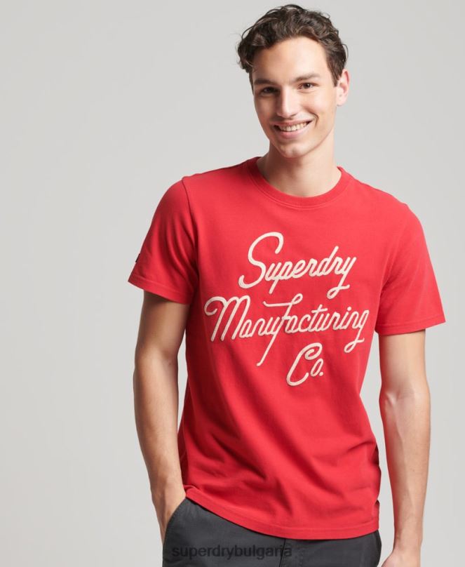 Superdry облекло N00H4890 червен мъже тениска в стил винтидж сценарий