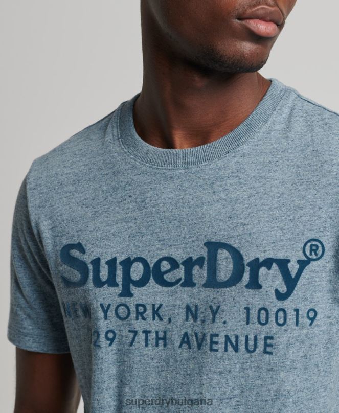 Superdry облекло N00H4893 син мъже тениска с тонално лого на място