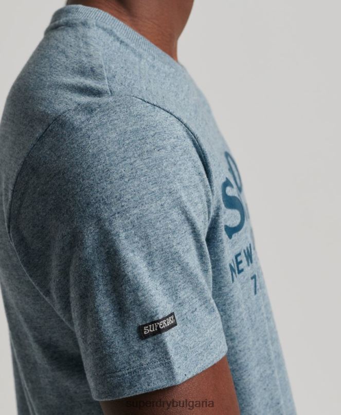 Superdry облекло N00H4893 син мъже тениска с тонално лого на място