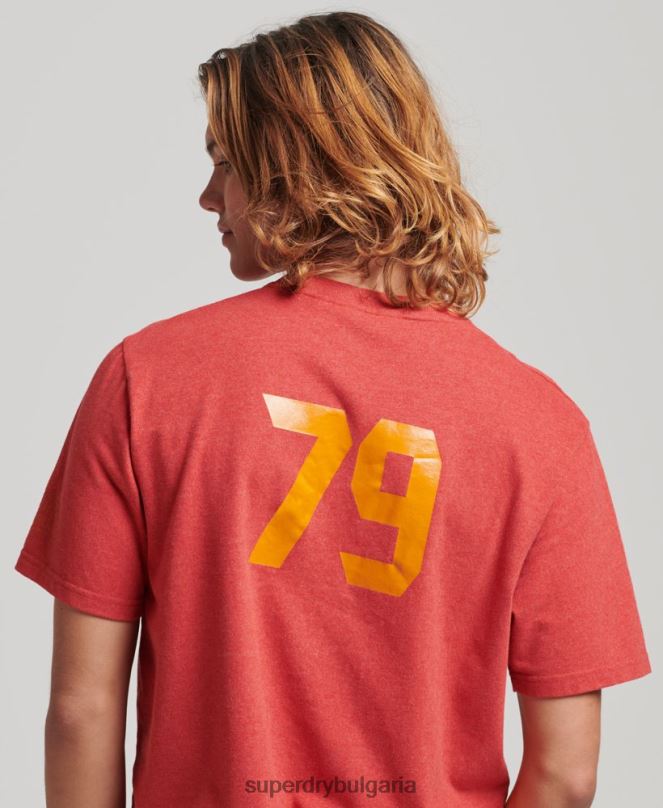 Superdry облекло N00H4894 червен мъже тениска с атлетичен градски надпис