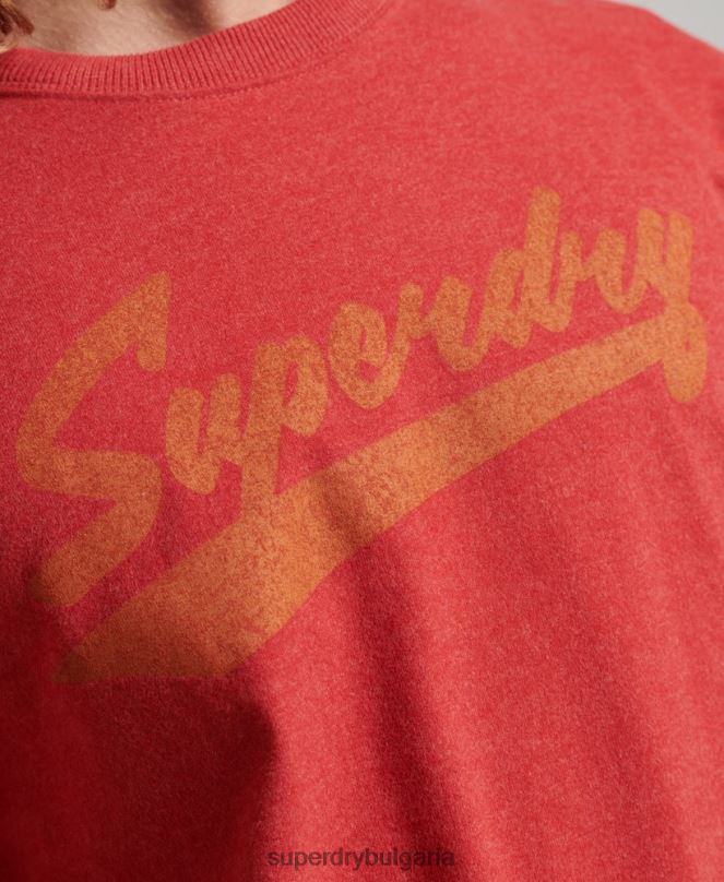 Superdry облекло N00H4894 червен мъже тениска с атлетичен градски надпис