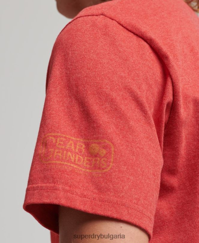 Superdry облекло N00H4894 червен мъже тениска с атлетичен градски надпис