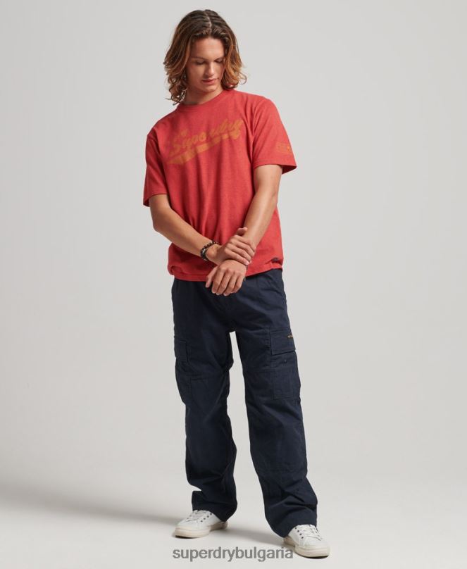 Superdry облекло N00H4894 червен мъже тениска с атлетичен градски надпис