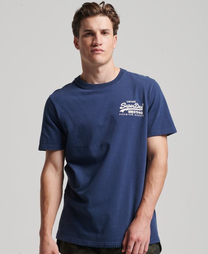 Superdry облекло N00H4896 военноморски флот мъже старинна тениска с лого наследство