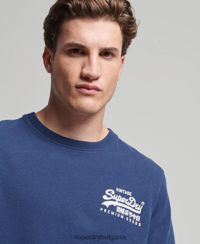 Superdry облекло N00H4896 военноморски флот мъже старинна тениска с лого наследство