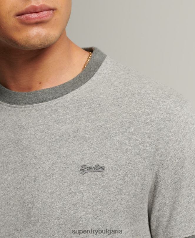 Superdry облекло N00H4898 светло сив мъже органичен памук етерично лого ringer тениска