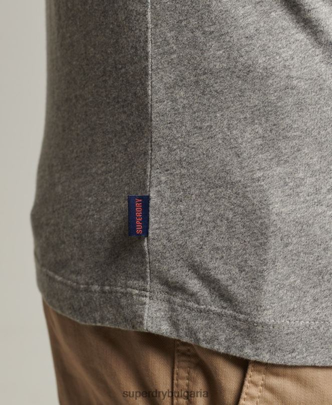 Superdry облекло N00H4898 светло сив мъже органичен памук етерично лого ringer тениска