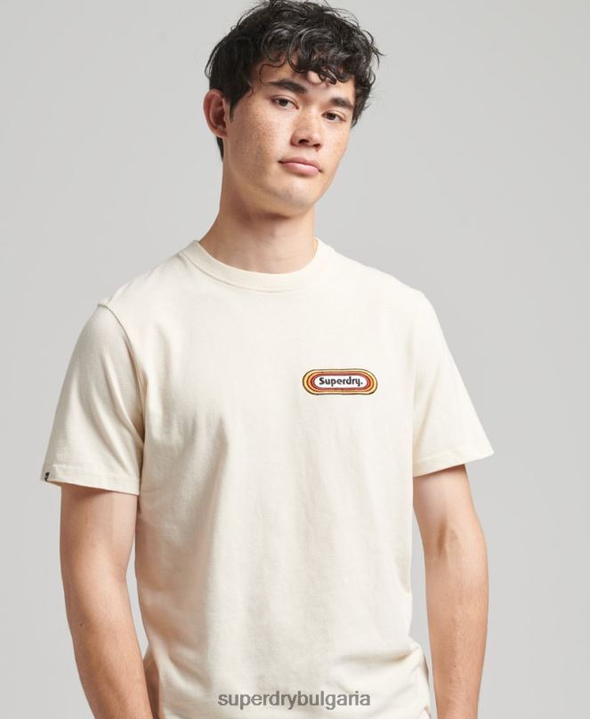 Superdry облекло N00H4899 сметана мъже реколта търговска тениска