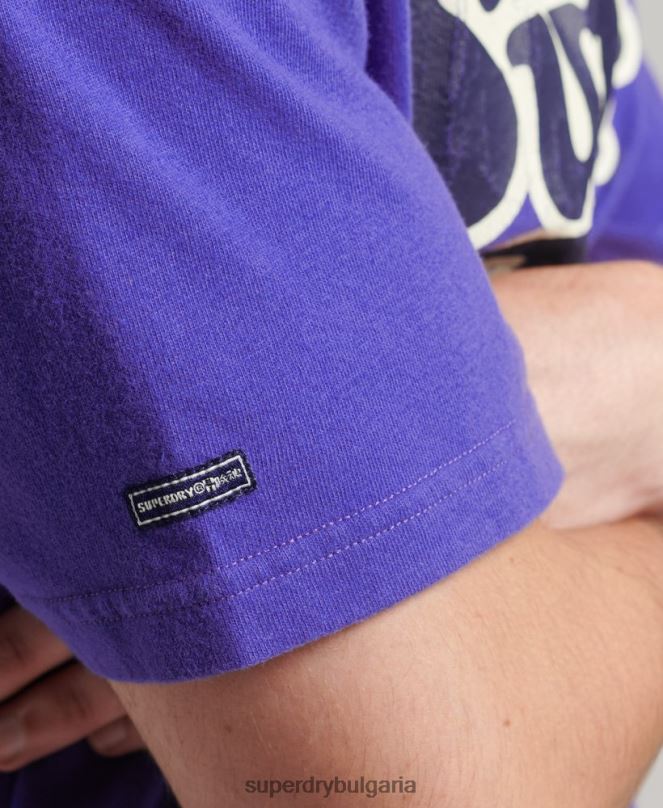 Superdry облекло N00H4900 светло синьо мъже ретро графична тениска от 70-те на Cooper