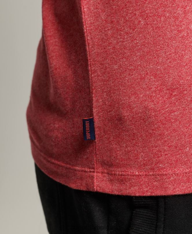 Superdry облекло N00H4901 червен мъже органичен памук етерично лого ringer тениска