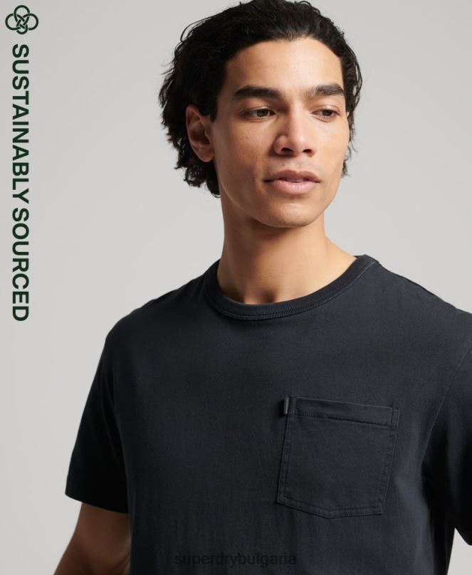 Superdry облекло N00H4902 черен мъже органичен памук ретро тениска surfer ranchero