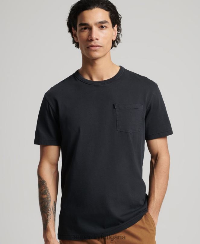 Superdry облекло N00H4902 черен мъже органичен памук ретро тениска surfer ranchero