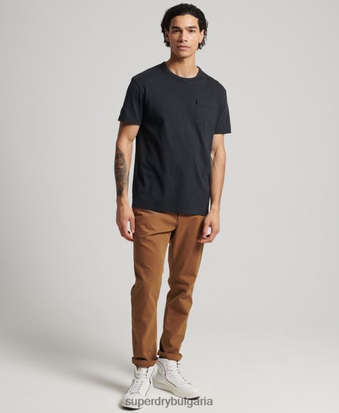Superdry облекло N00H4902 черен мъже органичен памук ретро тениска surfer ranchero