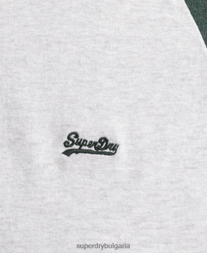 Superdry облекло N00H4903 зелено мъже Бейзболна тениска с основно лого от органичен памук