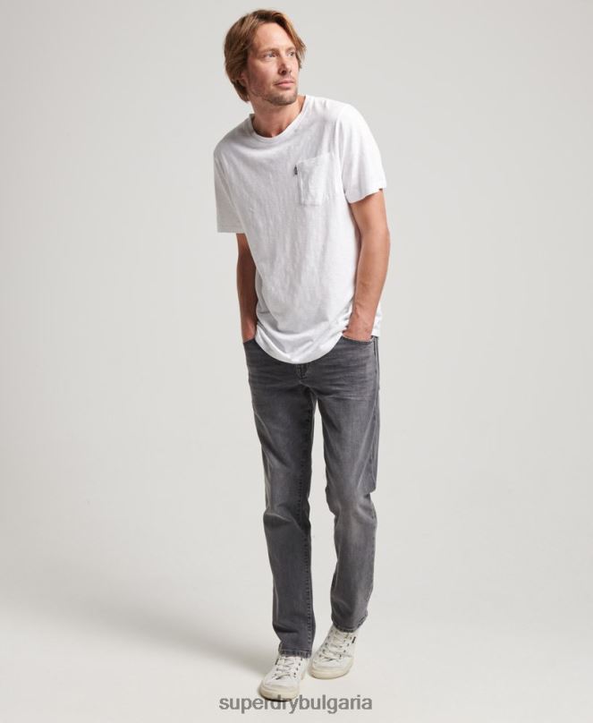 Superdry облекло N00H4904 бяло мъже тениска с джоб от органичен памук