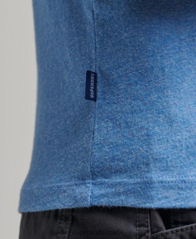 Superdry облекло N00H4907 син мъже Бейзболна тениска с основно лого от органичен памук