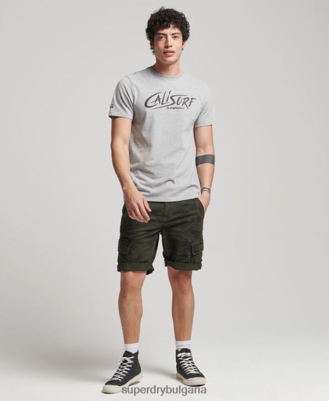 Superdry облекло N00H4909 сиво мъже реколта кали тениска