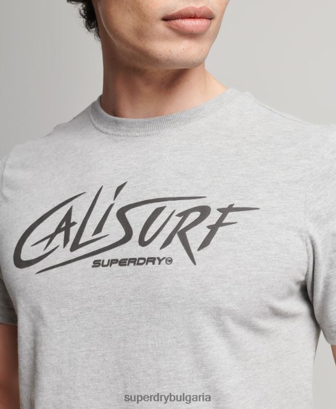 Superdry облекло N00H4909 сиво мъже реколта кали тениска