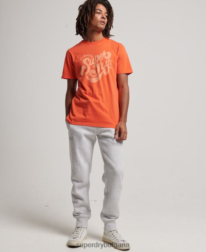 Superdry облекло N00H4911 оранжево мъже тениска със сценарий за носталгия