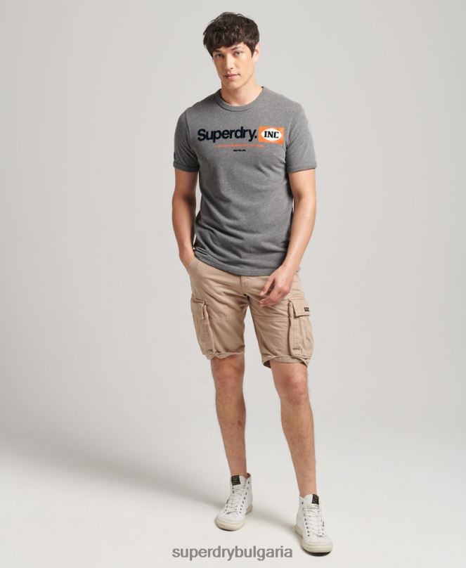 Superdry облекло N00H4912 сиво мъже тениска с графично звънене на основно лого