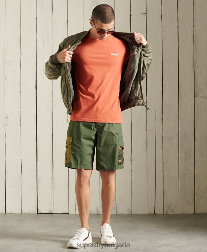 Superdry облекло N00H4913 оранжево мъже ретро бродирана тениска от органичен памук