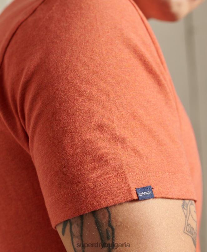 Superdry облекло N00H4913 оранжево мъже ретро бродирана тениска от органичен памук