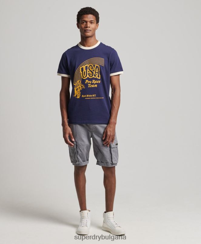 Superdry облекло N00H4914 военноморски флот мъже ретро тениска от моето поколение