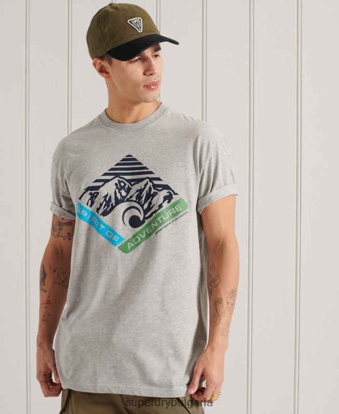 Superdry облекло N00H4915 сиво мъже планинска спокойна тениска с графики