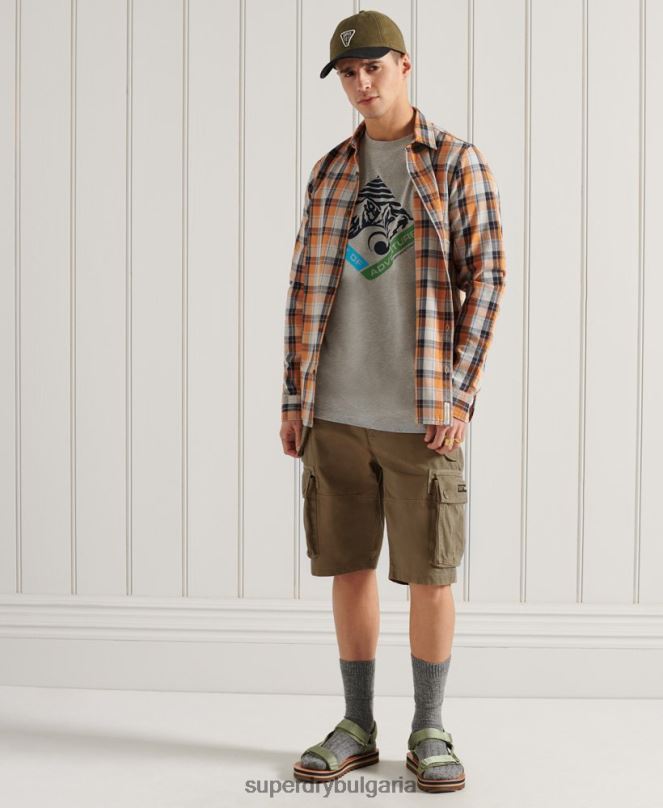 Superdry облекло N00H4915 сиво мъже планинска спокойна тениска с графики