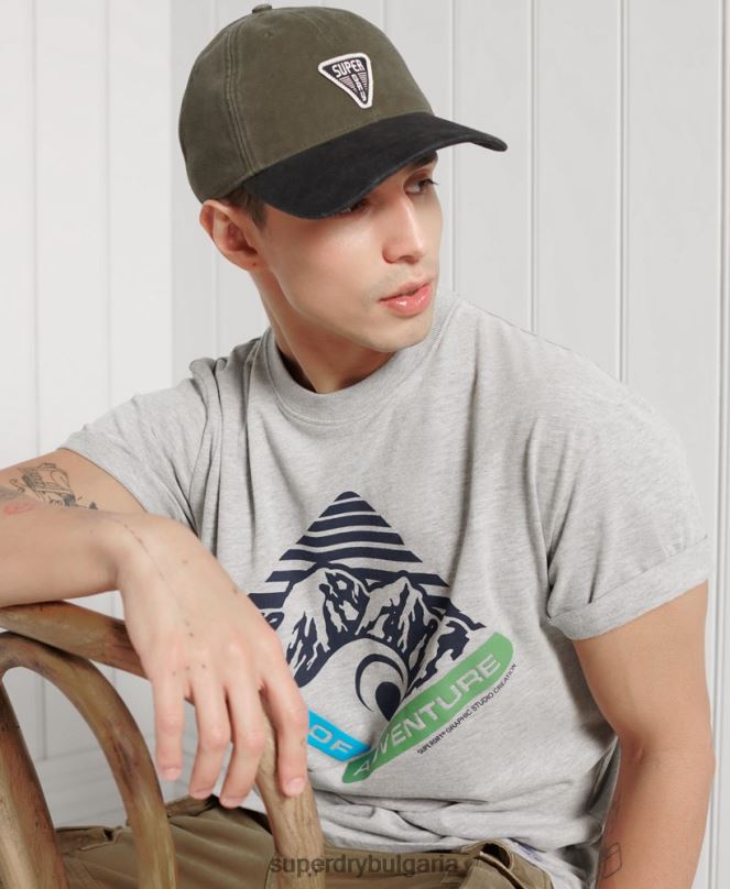 Superdry облекло N00H4915 сиво мъже планинска спокойна тениска с графики