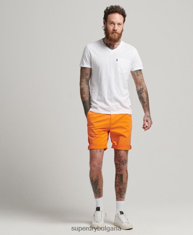 Superdry облекло N00H4916 бяло мъже органична памучна тениска с vобразно деколте