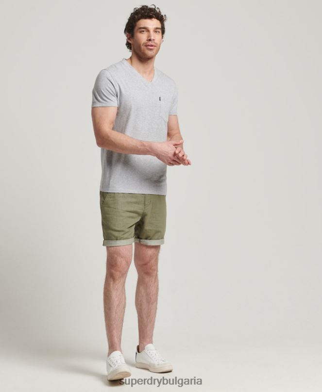 Superdry облекло N00H4917 тъмно сив мъже тениска с джоб с v-образно деколте и органичен памук