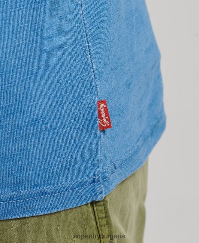 Superdry облекло N00H4921 светло синьо мъже ретро тениска със стенен знак