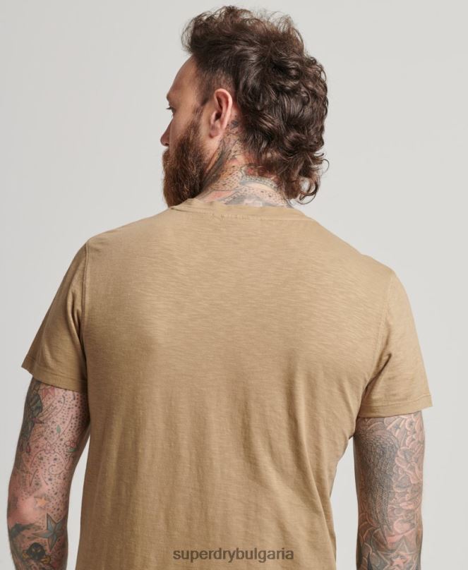 Superdry облекло N00H4923 кафяво мъже тениска с v-образно деколте