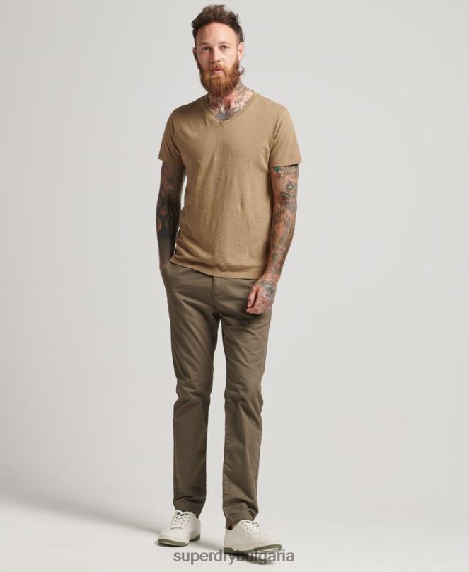 Superdry облекло N00H4923 кафяво мъже тениска с v-образно деколте