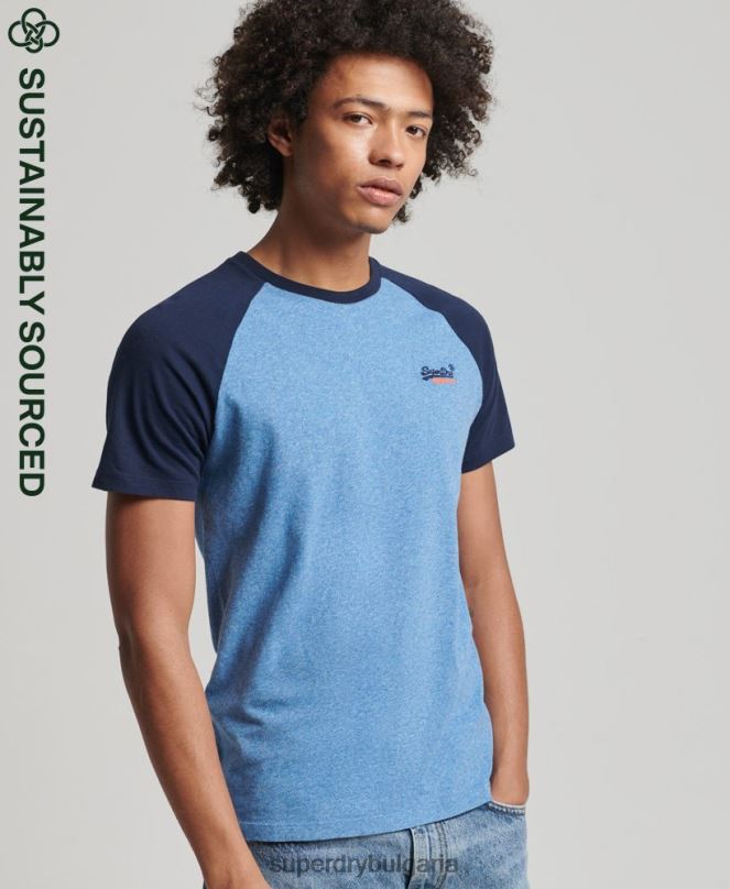 Superdry облекло N00H4924 син мъже бейзболна тениска от органичен памук